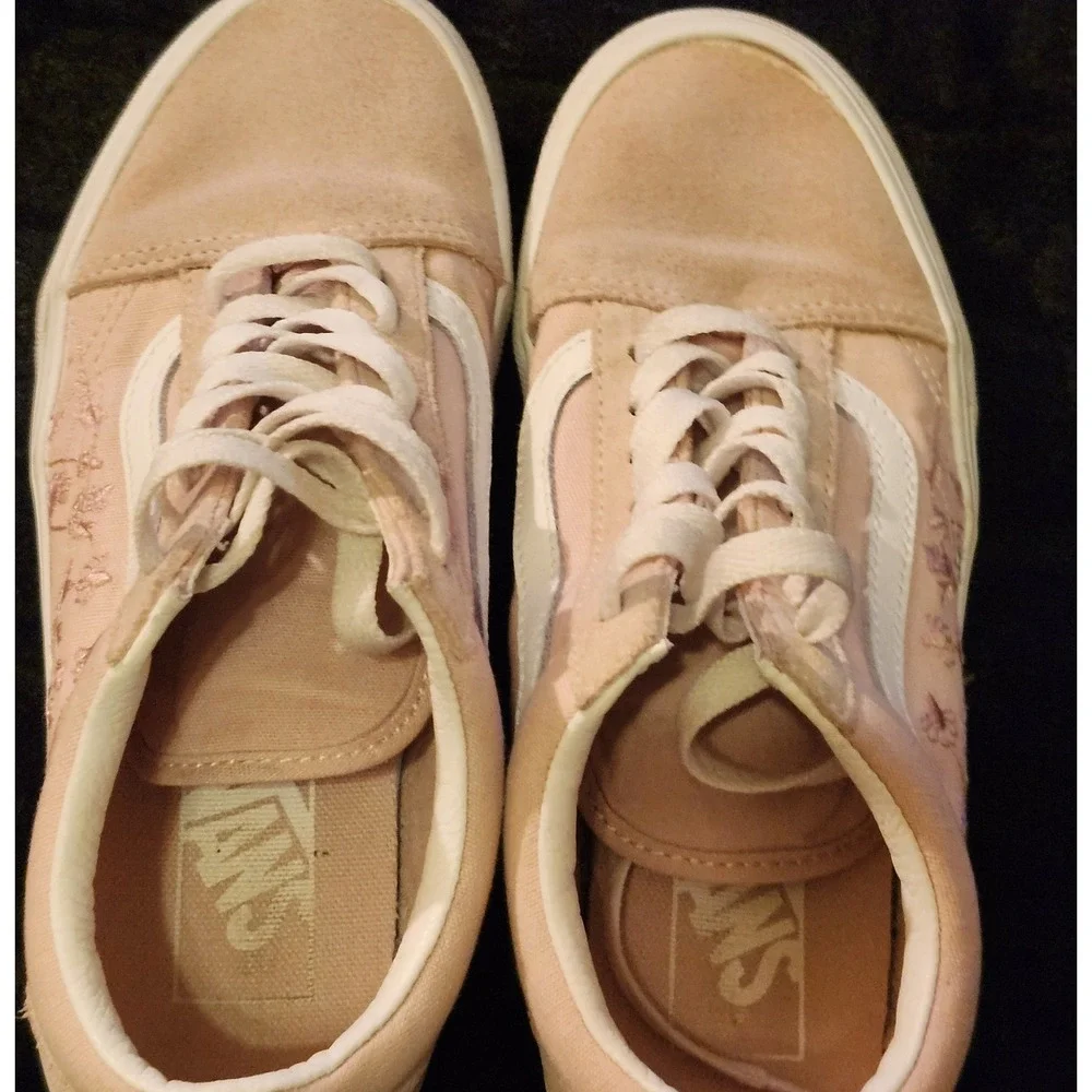 VANS FU OLD SKOOL UNISEX SNEAKERS - PINK Rose Embroidered Mens 5 Women's 6.5
